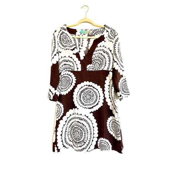 Boden Brown Linen Women's Dress Size US 8 UK 12 Bohemian Boho Design Cute Casual - Picture 1 of 13